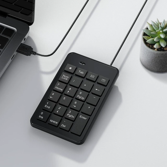 Alt view image 3 of 7 - Wired USB-A Numeric Keypad for Laptop, 23 Keys Numpad Keyboard with Tab, Home, Email & Calculator Keys, 5ft Cable, Small and Lightweight Design
