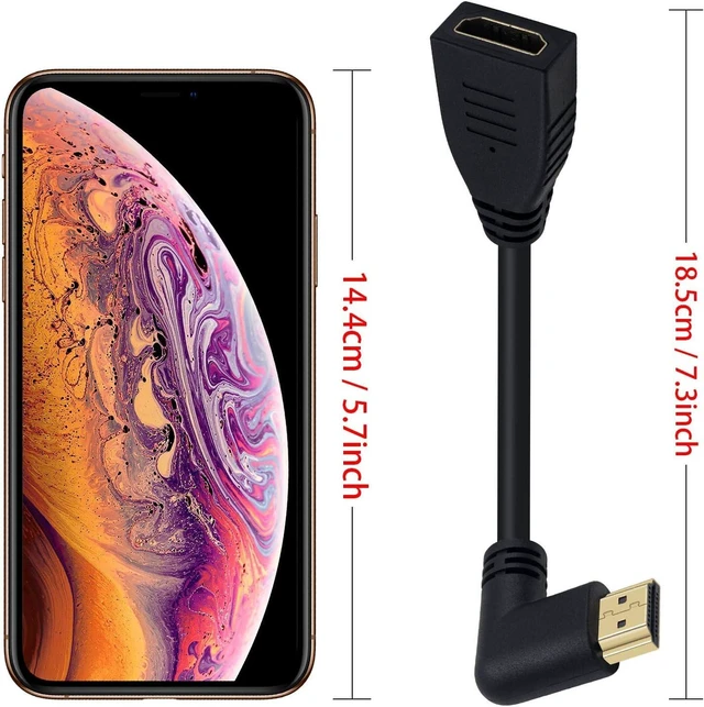 Alt view image 5 of 7 - 8K HDMI Extension Cable Short HDMI 90 Degree Left Angle Male to Female HDMI 2.1 Cable Adapter 48Gbps with 8K 60Hz Video and 3D HDR for TV/Xbox /PS4 /PS5 (Left M/F) 0.5feet