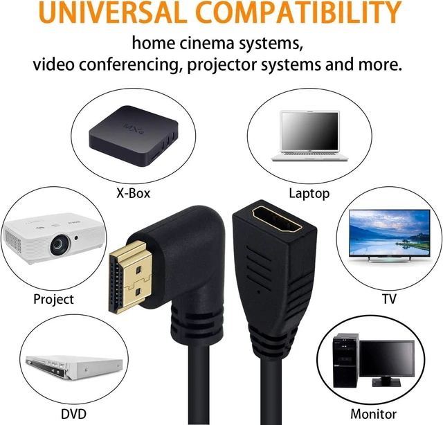 Alt view image 6 of 7 - 8K HDMI Extension Cable Short HDMI 90 Degree Left Angle Male to Female HDMI 2.1 Cable Adapter 48Gbps with 8K 60Hz Video and 3D HDR for TV/Xbox /PS4 /PS5 (Left M/F) 0.5feet