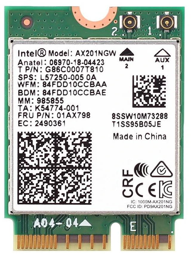 Alt view image 4 of 6 - Dual Band 2400Mbps Wireless Intel Wi-Fi 6 AX201 Bluetooth 5.0 NGFF Key E CNVi Wifi Card AX201NGW 2.4Ghz/5Ghz 802.11ac/ax,For Wi-Fi 6 Intel AX201NGW NGFF With M.2 Key E CNVI 802.11ax BT5.0 For Win10