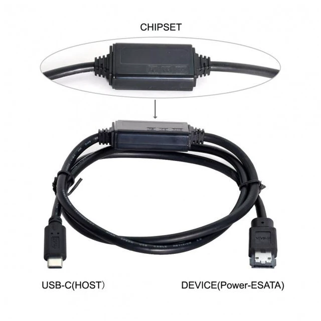Main image of Jimier USB-C Type-C to Power Over eSATA DC5V Adapter USB3.0 to HDD/SSD/ODD eSATAp Converter