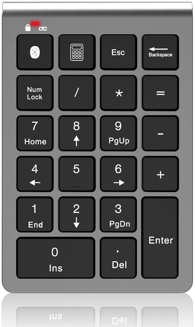 Main image of Bluetooth Number Pad Wireless & Wired 10 Key USB Keypad Two in One, Rechargeable Numpad for Laptops, Desktop, Computers Accessories Compatible with MacBook iPads ChromeBook EliteBook Notebook etc.