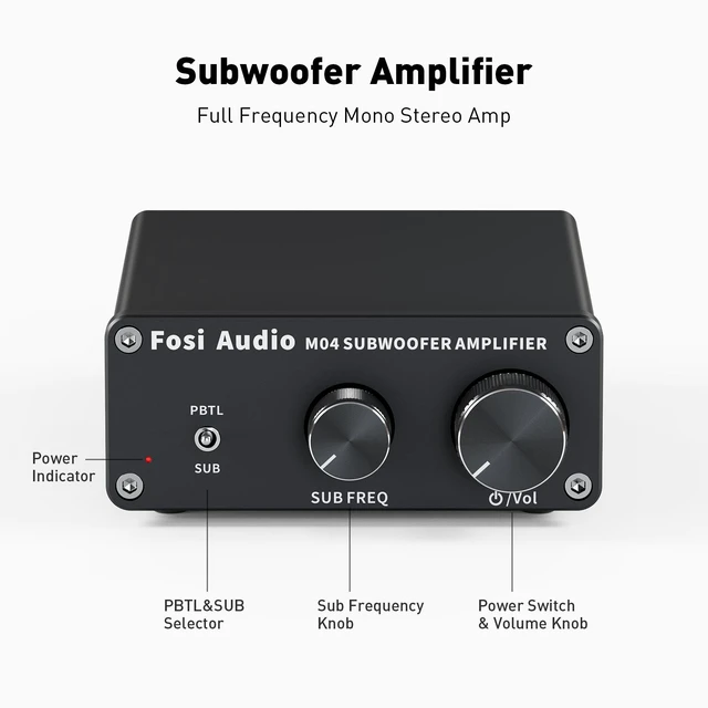 Alt view image 2 of 7 - Fosi Audio M04 Subwoofer Amplifier for Home Theater Mono Channel Digital Class D Integrated Power Amp for Passive Speakers Subwoofer