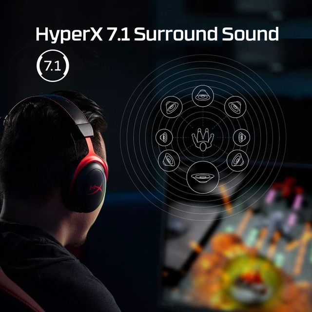 Alt view image 4 of 4 - HyperX Cloud II Wireless - Gaming Headset for PC, PS4/PS5, Nintendo Switch, Long Lasting Battery Up to 30 Hours, 7.1 Surround Sound, Memory Foam, Detachable Noise Cancelling Microphone, Mic Monitoring