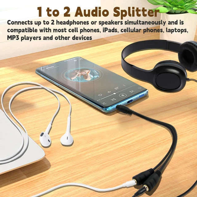 Alt view image 2 of 7 - 2-Pack Gold Plated 3.5mm Stereo Jack Splitter Cable Adapter Connectors ,3.5mm Male To 2 X Female - for Connecting External Speakers or Use Both Output for Speakers For Ipod, Mp3 Player