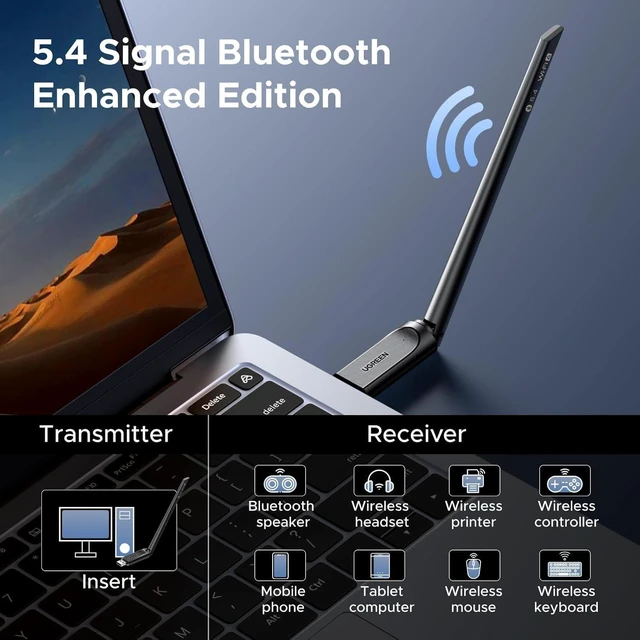 Alt view image 11 of 14 - UGREEN 2-in-1 USB Bluetooth WiFi Adapter, AX900 + Bluetooth 5.4 WiFi 6 Adapter for Desktop PC with 5GHz/2.4GHz Dual Band, 6dBi High Gain Antenna, Built-in Driver for Windows 10/11