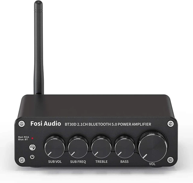 Main image of Fosi Audio BT30D Bluetooth 5.0 Stereo Audio Receiver Amplifier 2.1 Channel Mini Hi-Fi Class D Integrated Amp 50 Watt x2+100 Watt for Home Outdoor Passive Speakers/Subwoofer Powered Subwoofer