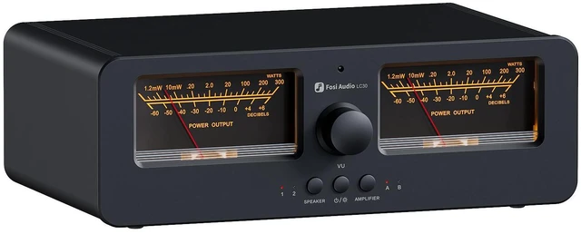 Main image of Fosi Audio LC30 VU Meter Amplifier Speaker Selector Switch Box Audio Visualizer 2 In 2 Out Vintage Switcher for High Power Stereo Class A, B, AB, D, Tube Amps Home Audio Component Remote Control-Black