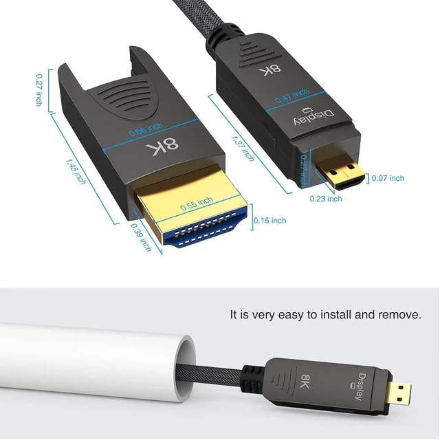 Alt view image 2 of 7 - BIFALE 8K Fiber Optic HDMI 2.1 Cable 25ft, Detachable 8K HDMI 2.1 Cable Support eARC, 48Gbps, 8K@60Hz, 4K@120Hz with Dual Micro HDMI for RTX 3080/3090, Xbox Series X, PS5, Denon AV Receiver
