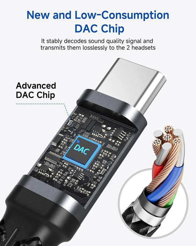 Alt view image 3 of 7 - USB C to Dual 3.5mm Headphone Splitter for 2 Headphones Hi-Res Type C to Aux Audio Jack Splitter Headphone Adapter Compatible with iPad iPhone 17/16/15 Pro Max S26/S25/S24/S23 Pixel 10/9 XL
