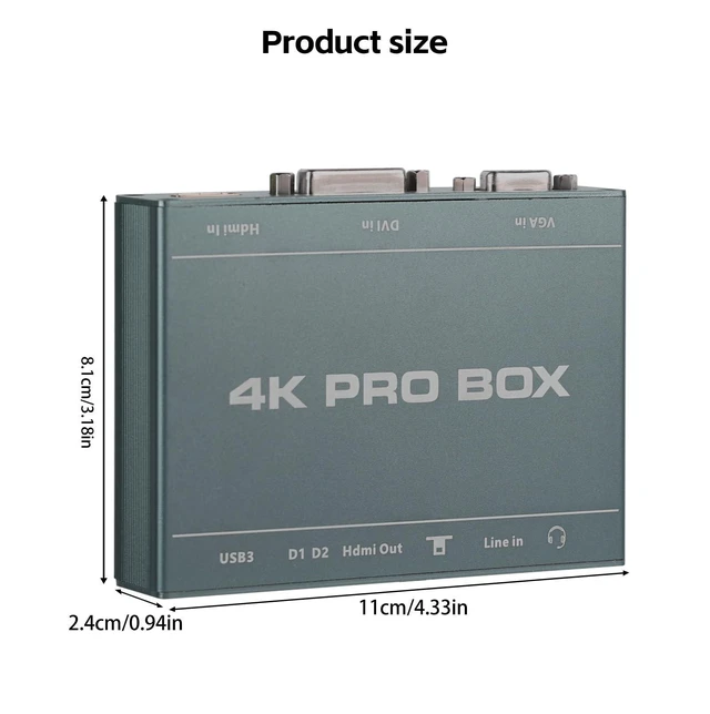 Alt view image 7 of 7 - 4K DVI Video Capture Card,Audio Video HDMI Game Capture,DVI VGA to USB3.0 Full HD Device,1080P@60Hz Loopout,Compatible with Windows,Linux,Android and MAC System