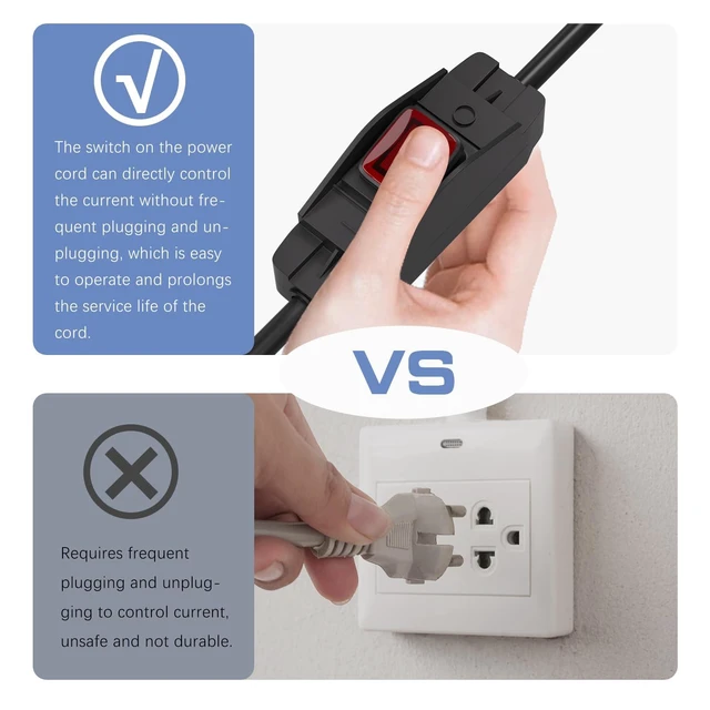 Alt view image 5 of 7 - 3-Prong Outdoor Extension Cord with Waterproof Switch ON/Off,1875W Black Heavy Duty Power Cord, 15A 125V Grounded Plug Receptacle for Indoor/Outdoor Appliances(6FT,Black)