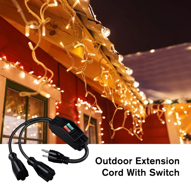 Alt view image 5 of 7 - 2 Way Extension Cord with On/Off Switch, 3 Prong Outdoor Extension Cord Splitter, Heavy Duty SJTW 14AWG 15A/125V and 18AWG 10A/125V Power Cord (1.6 Ft, Black)