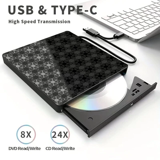 Alt view image 2 of 7 - External CD/DVD Drive for Laptop, DVD Player, 8 in 1 USB 3.0 Ultra-Slim Portable, CD Burner External Disk Drive Optical Compatible with with Desktop PC Windows 11/10/8 Linux Mac OS Mac MacBook Pro/Air