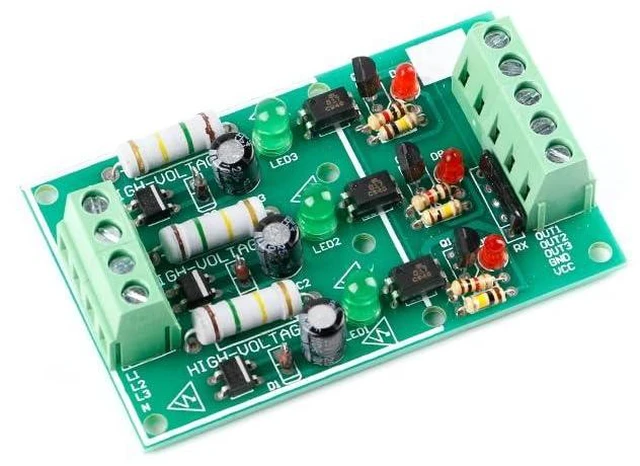 Main image of 3-Channel AC 220V Optocoupler Isolation Module - AC Detection & Testing Module