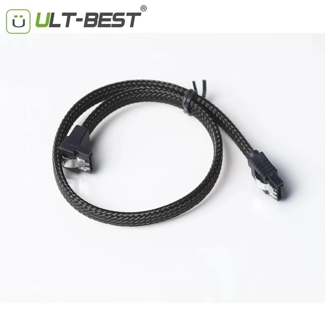 Alt view image 3 of 5 - 5 PCS SATA 3.0 III SATA3 7pin Data Cable 6Gb/s Right Angle Cables HDD Hard Disk Drive Cord line Green Red Nylon Sleeved 50CM