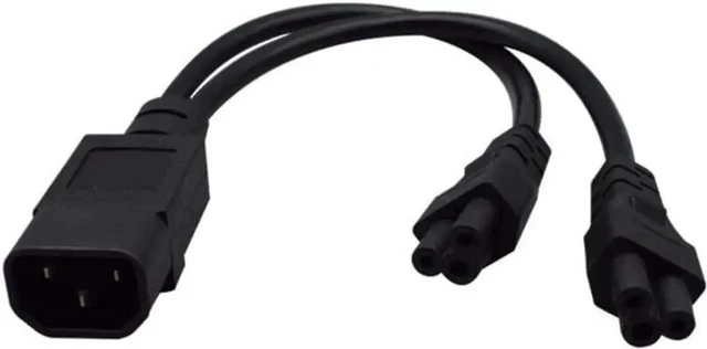 Main image of 1FT C14 Male PDU Style Computer Power Extension Cable Y Splitter Power Plug Cord (C14 to C5+C5)