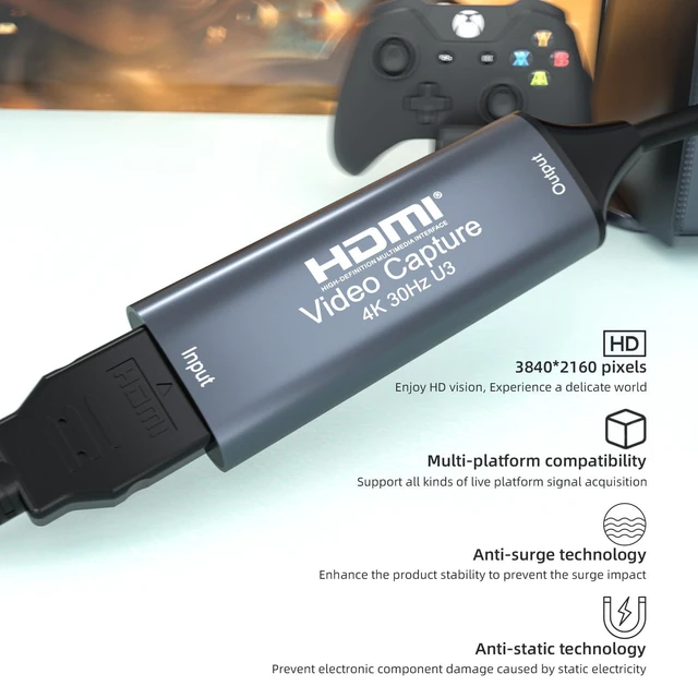 Alt view image 5 of 7 - 4K 30FPS HDMI Video Capture Card,Video Recording Card HDMI USB 3.0 for Gaming Live Streaming TV Recorder, for Windows Android Mac OS System VLC,OBS,Amcap,PS5,Switch,Xbox