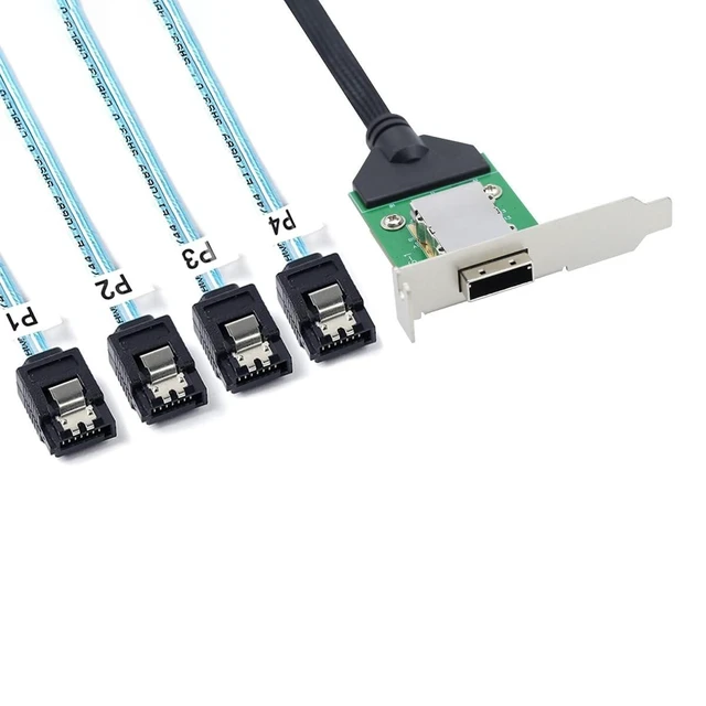 Alt view image 4 of 5 - AoQhir Mini SAS HD SFF-8088 26Pin Female to 4X SATA 7Pin 180 Cable, 0.5m/19.6in 12Gbps High-Speed Server Data Cable