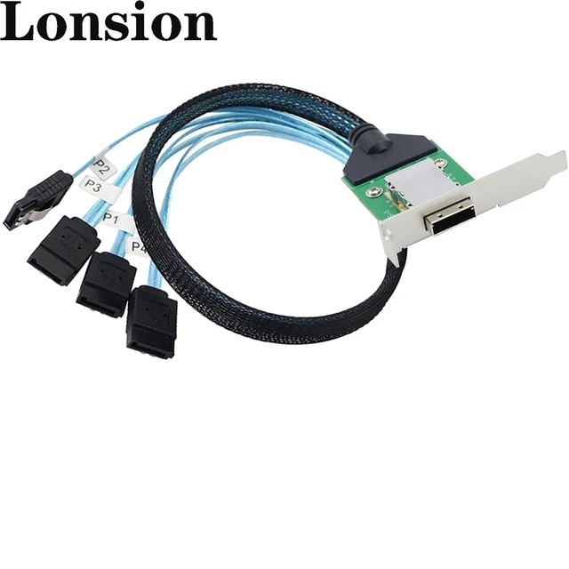 Alt view image 5 of 5 - AoQhir Mini SAS HD SFF-8088 26Pin Female to 4X SATA 7Pin 180 Cable, 0.5m/19.6in 12Gbps High-Speed Server Data Cable
