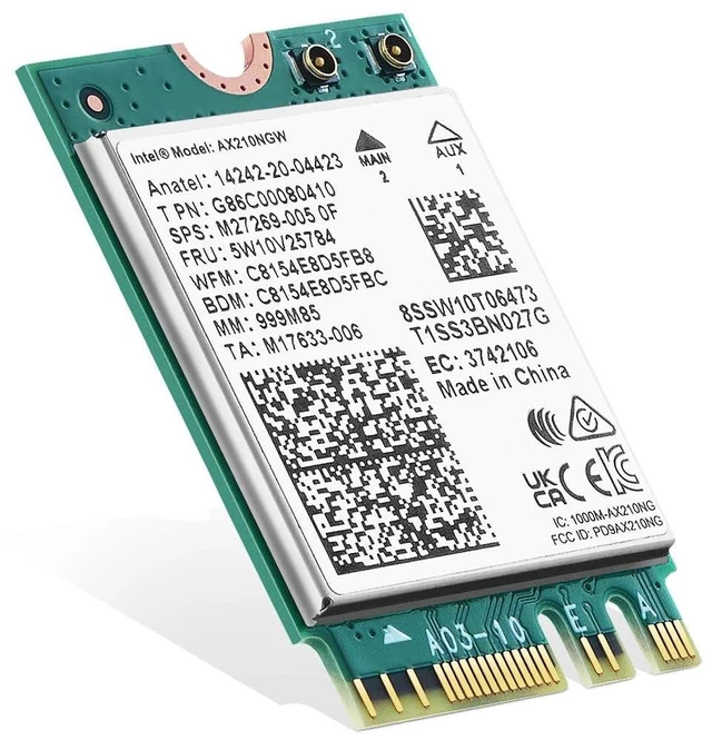 Main image of WiFi 6E Card M.2 AX210NGW Network Adapter, Intel AX210 Chip Bluetooth 5.3, 5400Mbps Tri-Band 2.4GHz/5GHz/6GHz OFDMA & MU-MIMO, for Laptop Windows 10/11