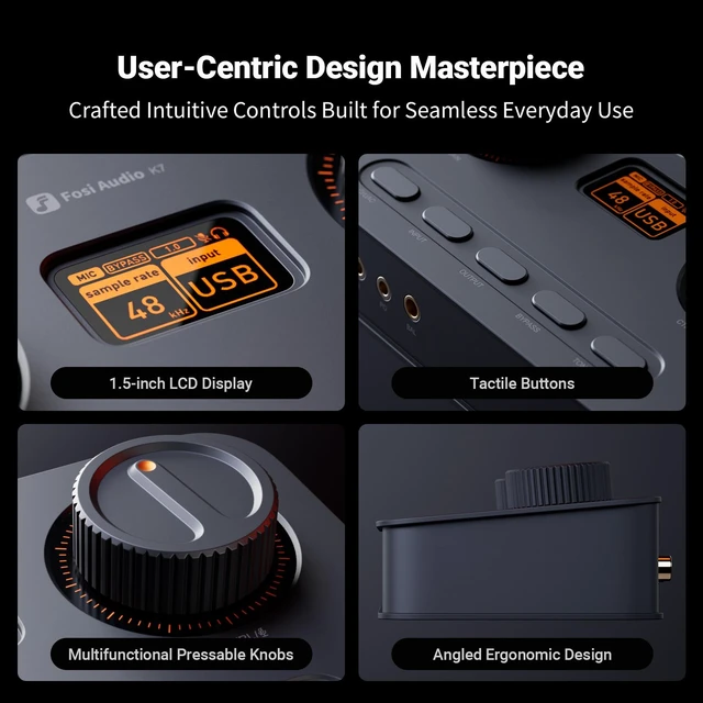 Alt view image 3 of 7 - Fosi Audio K7 DAC Headphone Amp, Desktop USB C Digital to Analog Audio Converter for Workspace and Gaming PC PS5