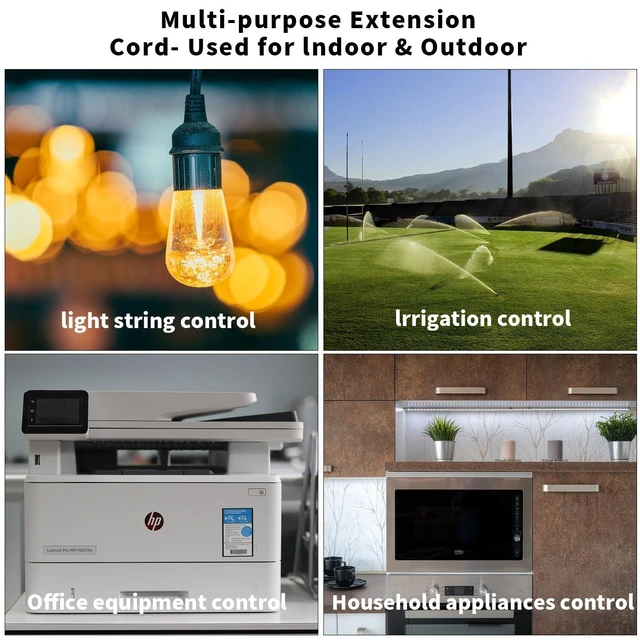 Alt view image 4 of 6 - 3.4 Ft Outdoor Extension Cord with Waterproof Switch Power Cord 18AWG 3 Prong Plugs Heavy Duty Extension Cord 10A/125V