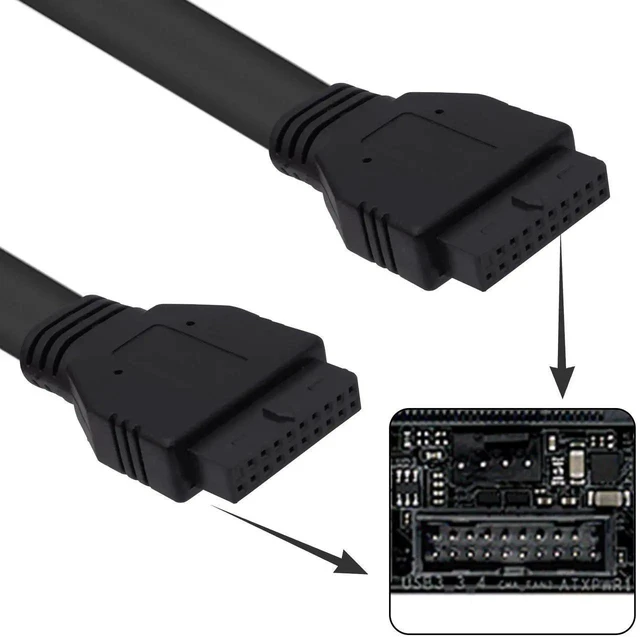 Alt view image 5 of 7 - USB 3.0 Front Panel Cable, Motherboard 19/20pin Header Splitter to 2 USB Female Adapter Connector Extension Cable Wire Cord for PC DIY-50CM/1.64FT