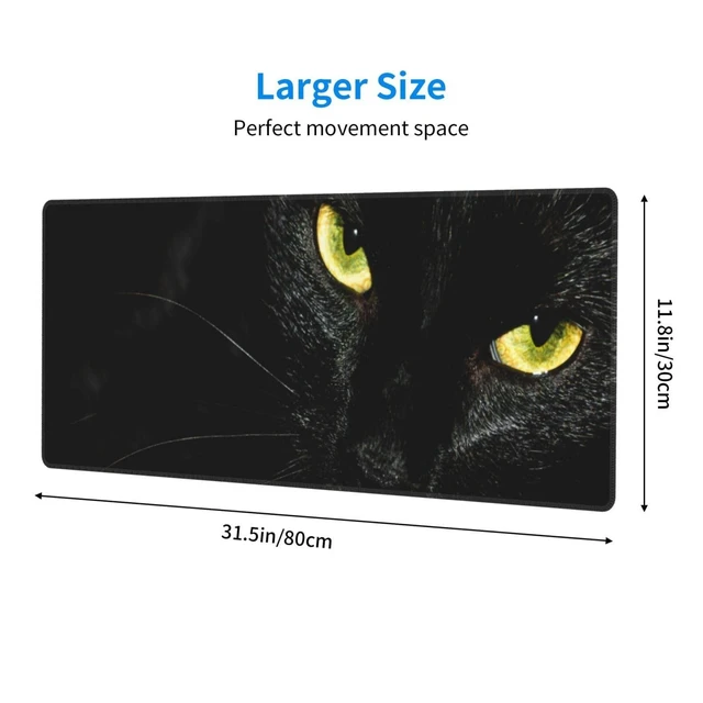 Alt view image 2 of 5 - Cool Black Cat Gaming Mouse Pad XL, Large Non Slip Rubber Mousepad, Stitched Edges Mouse Pads, Long Extended Mouse Pad,31.5'' X 11.8''
