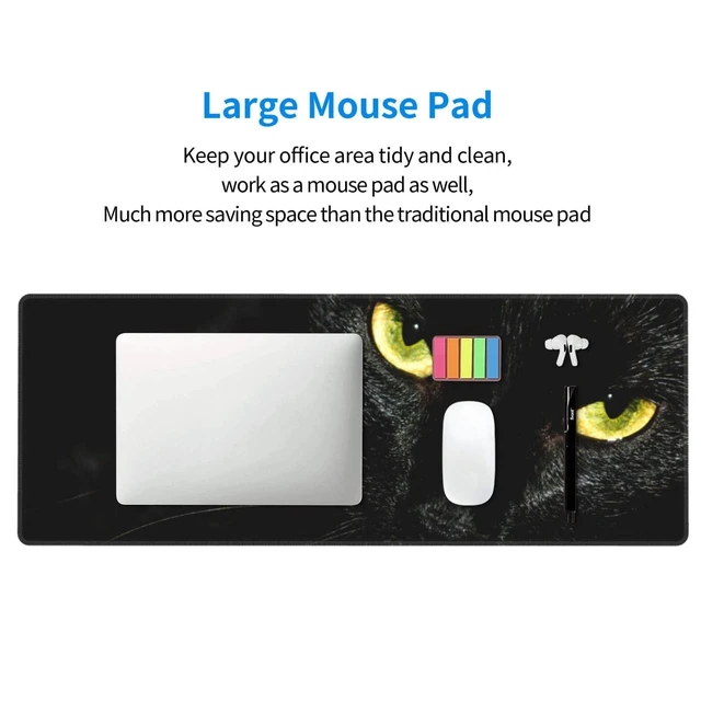 Alt view image 4 of 5 - Cool Black Cat Gaming Mouse Pad XL, Large Non Slip Rubber Mousepad, Stitched Edges Mouse Pads, Long Extended Mouse Pad,31.5'' X 11.8''