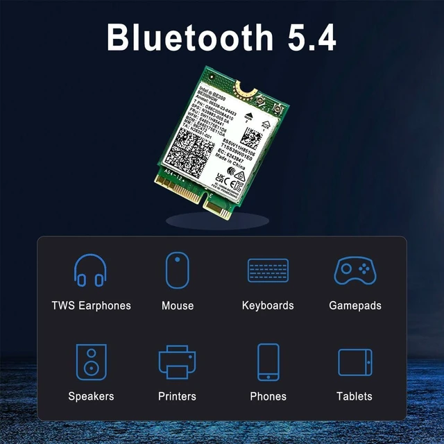 Alt view image 5 of 5 - WiFi 7 BE200NGW WiFi M.2 Card Tri-Band 802.11be WiFi Module, 6-Stream 9.3Gbps, Bluetooth 5.4, 4K QAM, 320MHz, 802.11BE Adapter for Laptop and PC, Support Windows 10/11 64bit (Not Support All AMD CPU)
