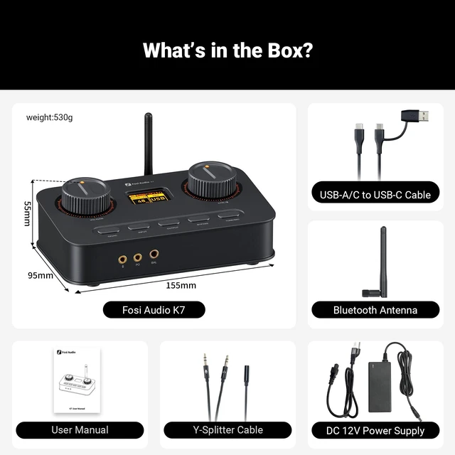 Alt view image 7 of 7 - Fosi Audio K7 DAC Headphone Amp, Desktop USB C Digital to Analog Audio Converter for Workspace and Gaming PC PS5