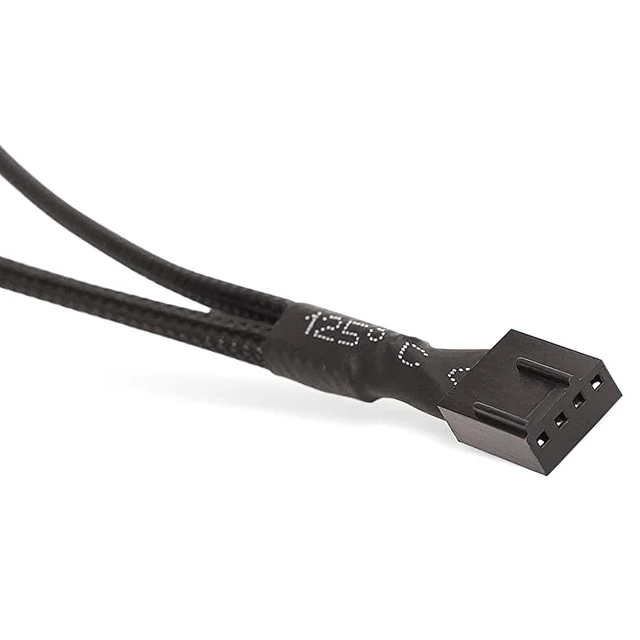 Alt view image 2 of 4 - PWM Fan Splitter Cable 4 Pin Black Sleeved Case Fan Splitter Cable 1 to 2 Converter Braided Y Splitter Computer PC Fan Extension Power Cable 105 Inches 4 Pack giyqxHw