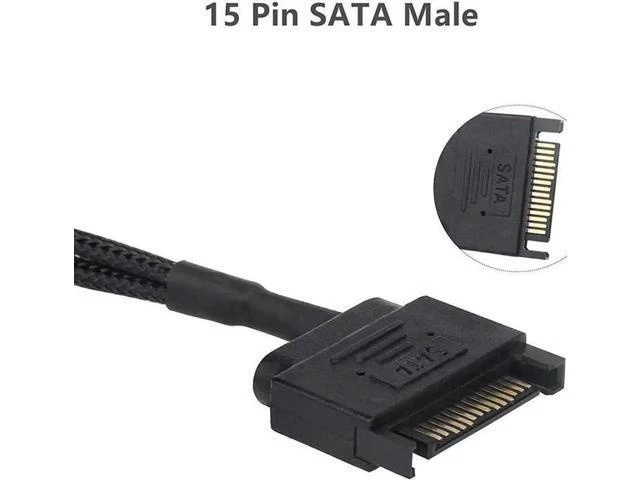 Alt view image 3 of 5 - 10 Inch Black Sleeved 15Pin SATA to Dual 3Pin/4Pin PWM Fan Y Splitter Cable, SATA Power to 2 PC Case Cooling Fans Adapter Cord