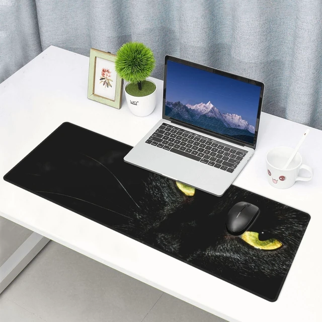 Alt view image 5 of 5 - Cool Black Cat Gaming Mouse Pad XL, Large Non Slip Rubber Mousepad, Stitched Edges Mouse Pads, Long Extended Mouse Pad,31.5'' X 11.8''