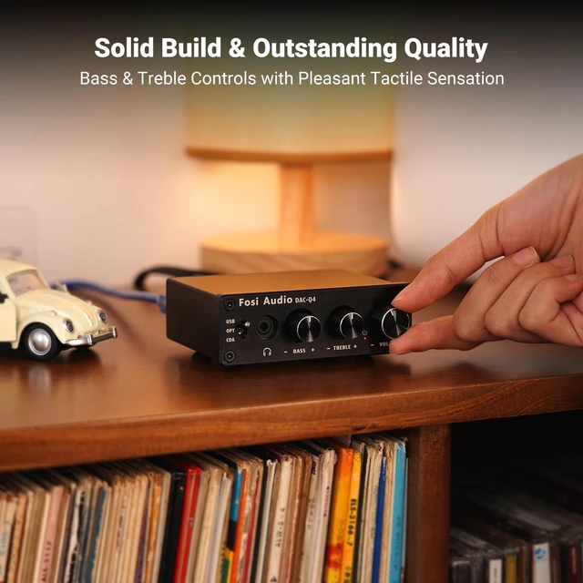 Alt view image 5 of 7 - Fosi Audio Q4 Desktop DAC Headphone Amp for PC Mini Stereo Headphone Amplifier Combo USB Optical Coaxial to RCA AUX Digital-to-Analog Audio Converter Adapter for Home Powered Speakers