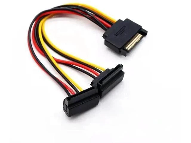 Alt view image 3 of 6 - 15Pin SATA Power Splitter Cable, 1 to 2 Right Angle SATA Extension Cord, PC Hard Drive SATA Power Adapter Wire