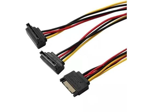 Alt view image 4 of 6 - 15Pin SATA Power Splitter Cable, 1 to 2 Right Angle SATA Extension Cord, PC Hard Drive SATA Power Adapter Wire
