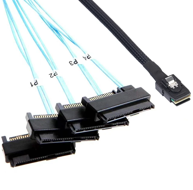 Main image of ADCAUDX 2Pack Mini-SAS to SAS-Cable: 0.5M SFF-8087 to SAS-SFF-8087 to SFF-8482 x4 with SATA Power Adapter-Cable (1.6FT)