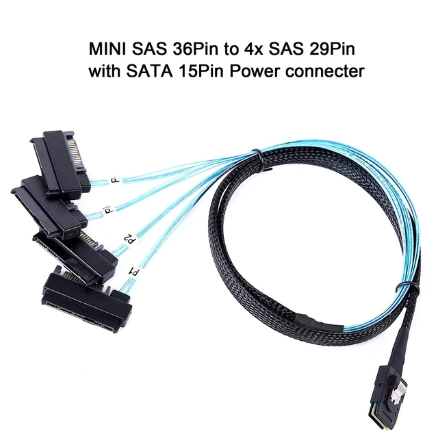 Alt view image 2 of 5 - ADCAUDX 2Pack Mini-SAS to SAS-Cable: 0.5M SFF-8087 to SAS-SFF-8087 to SFF-8482 x4 with SATA Power Adapter-Cable (1.6FT)