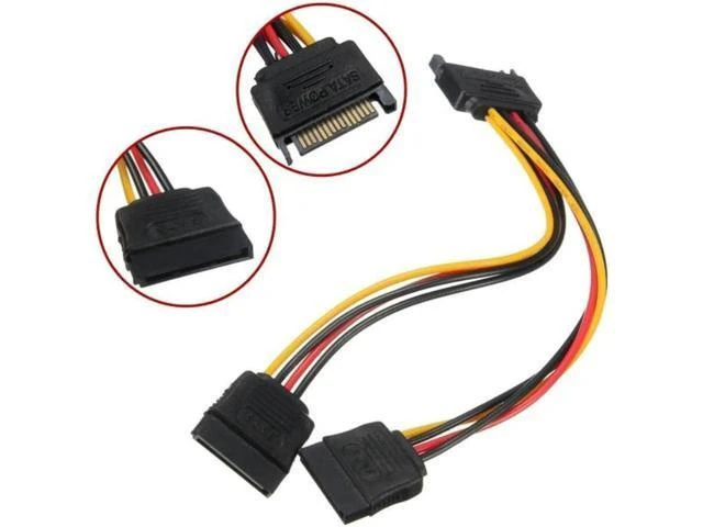 Alt view image 2 of 5 - SATA Power Y Splitter Cable, 15 Pin SATA Power Splitter Cable Adapter SATA 15 Pin Male to Dual Female Power Y- Cable, 7 Inch 1 Pack
