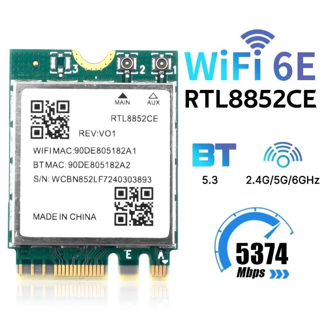 Alt view image 2 of 5 - RTL8852CE WiFi 6E Wireless Card, Bluetooth 5.3, Tri-Band 5400Mbps, M.2/NGFF Network Adapter for Laptop, Windows 10/11 64bit