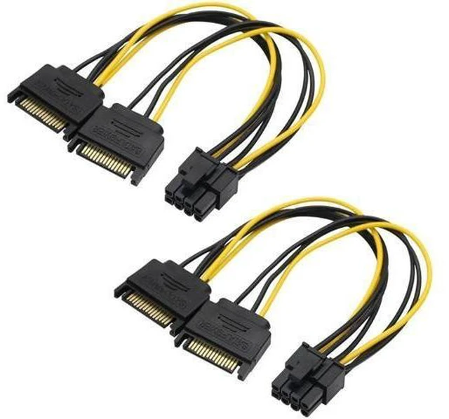 Main image of 2 Pack 8 Pin PCIe to 15 Pin SATA Power Adapter Cable, PCIe 8Pin to SATA 15Pin Power Cord for Graphics Card