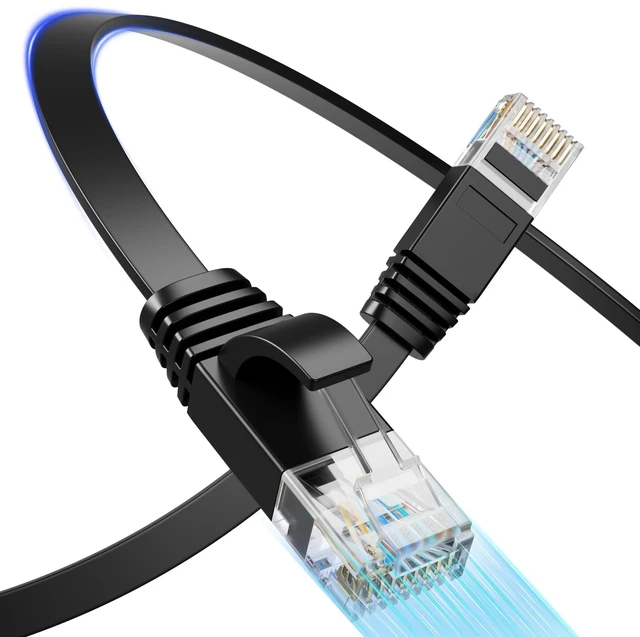 Main image of Cat 6 Flat Ethernet Cable 50 FT, UTP 10Gbps High-Speed Cat6 Ethernet Cable, Pure Copper Cat 6 Cable, Long Ethernet Cable for Home or Office Network Wiring, Black