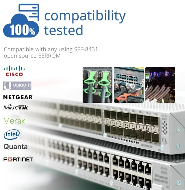 Alt view image 4 of 7 - H!Fiber.com 10G SFP+ DAC Cable, 5m 10GBASE-CU Passive Twinax Cable for Cisco SFP-H10GB-CU5M, Ubiquiti UniFi UC-DAC-SFP+, Meraki, Mikrotik, Intel, Fortinet, Netgear, 2 Pack