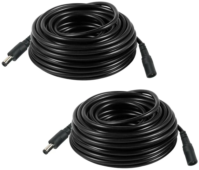 Main image of 2PCS 16FT(5m) 12V DC Power Extension Cord 5.5mm x 2.1mm for Security Camera CCTV, Router, LED Strip Extension Cable DC 12V Power Supply Plug Adapter OLA013