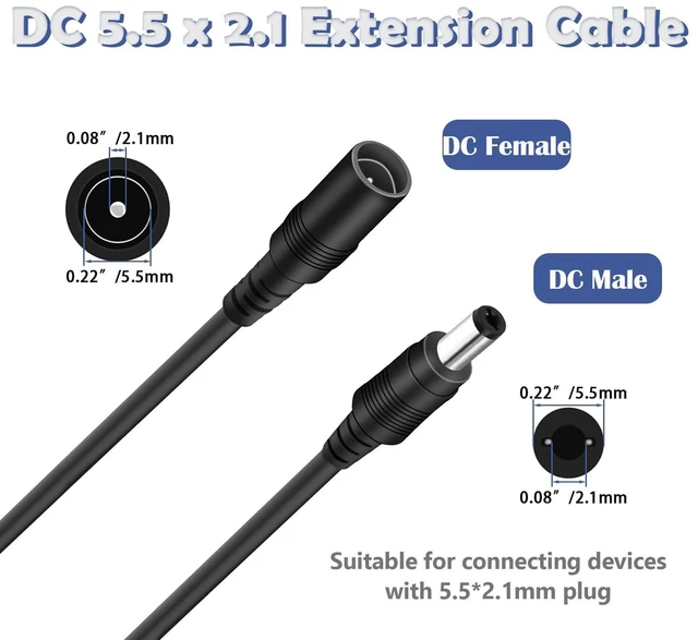 Alt view image 2 of 5 - 2PCS 16FT(5m) 12V DC Power Extension Cord 5.5mm x 2.1mm for Security Camera CCTV, Router, LED Strip Extension Cable DC 12V Power Supply Plug Adapter OLA013