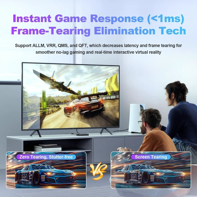 Alt view image 6 of 7 - 8K HDMI 2.1 Cable 8ft 48Gbps Ultra High Speed Braided Nylon HDMI Cord-8K@60Hz 4K@120Hz Compatible for Monitor/TV/PS5 4 3/Laptop/Xbox Series X/Projector/Blu-ray Players