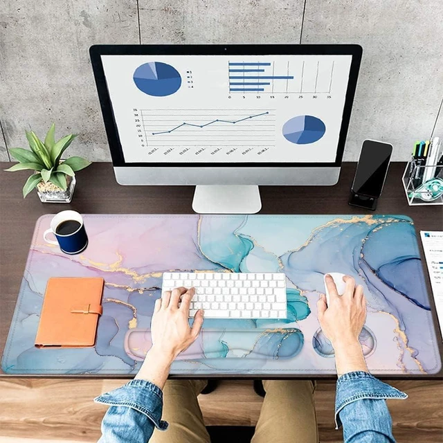 Alt view image 2 of 7 - Desk Mat Mouse Pad with Wrist Rest 4-in-1 Large Mouse Pads for Desk Ergonomic Mouse Pad and Keyboard Wrist Rest Gaming Keyboard Mat for Office Home