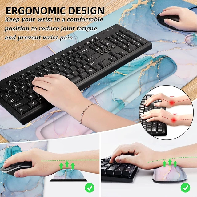 Alt view image 3 of 7 - Desk Mat Mouse Pad with Wrist Rest 4-in-1 Large Mouse Pads for Desk Ergonomic Mouse Pad and Keyboard Wrist Rest Gaming Keyboard Mat for Office Home